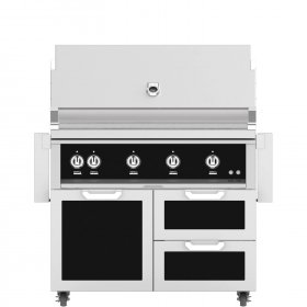 Hestan 42-Inch Propane Gas Grill W/ Rotisserie On Double Drawer & Door Tower Cart - Stealth - GABR42-LP-BK New