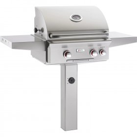 American Outdoor Grill T-Series 24-Inch 2-Burner Propane Gas Grill On In-Ground Post With Rotisserie - 24PGT New