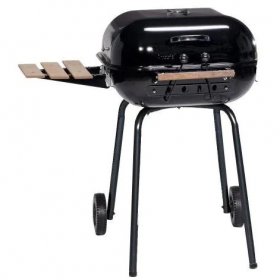 Americana by Meco Charcoal BBQ Grill With Fold Down Right Side Table - Black - 4101 New