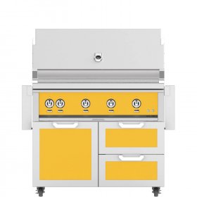 Hestan 42-Inch Propane Gas Grill W/ Rotisserie On Double Drawer & Door Tower Cart - Sol - GABR42-LP-YW New