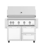Hestan 42-Inch Propane Gas Grill W/ Rotisserie On Double Drawer & Door Tower Cart - Froth - GABR42-LP-WH New