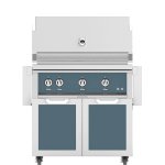 Hestan 36-Inch Propane Gas Grill W/ Rotisserie On Double Door Tower Cart - Pacific Fog - GABR36-LP-GG New