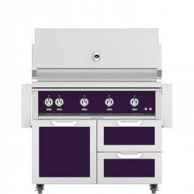 Hestan 42-Inch Propane Gas Grill W/ Rotisserie On Double Drawer & Door Tower Cart - Lush - GABR42-LP-PP New