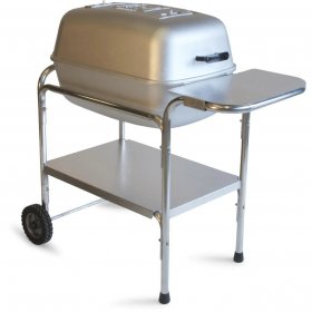 Portable Kitchen Cast Aluminum Charcoal Grill & Smoker - Classic Silver New