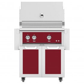 Hestan 30-Inch Natural Gas Grill W/ All Infrared Burners & Rotisserie On Double Door Tower Cart - Tin Roof - GSBR30-NG-BG New