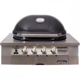 Primo Oval G420 36-Inch Ceramic 4-Burner Built-In Kamado Natural Gas Grill (Ships As Propane With Conversion Fittings) - PGGXLH-N (2021) New
