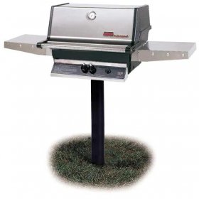 MHP TJK2 Natural Gas Grill With Stainless Grids On In-Ground Post New
