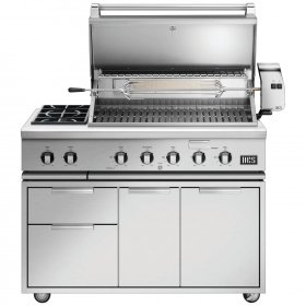 DCS Series 7 Traditional 48-Inch Natural Gas Grill With Double Side Burner & Rotisserie On DCS CAD Cart - BH1-48RS-N New