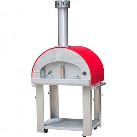 Bella Grande 32-Inch Outdoor Wood-Fired Pizza Oven On Cart - Red - BEGS32R New