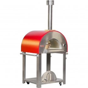 Bella Medio 28-Inch Outdoor Wood-Fired Pizza Oven On Cart - Red - BEMS28R New
