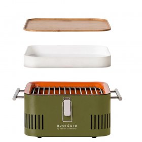 Everdure By Heston Blumenthal CUBE 17-Inch Portable Charcoal Grill - Khaki - HBCUBEKUS New