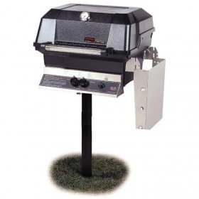 MHP JNR4DD Natural Gas Grill With Stainless Steel Shelves And SearMagic Grids On In-Ground Post New