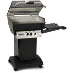 Broilmaster H3 Deluxe Natural Gas Grill On Black Cart With Black Drop Down Side Shelf New