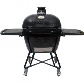Primo All-In-One Oval XL 400 Ceramic Kamado Grill With Cradle, Side Shelves, And Stainless Steel Grates - PGCXLC (2021) New