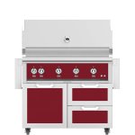Hestan 42-Inch Propane Gas Grill W/ Rotisserie On Double Drawer & Door Tower Cart - Tin Roof - GABR42-LP-BG New