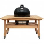 Primo Jack Daniels Edition Oval XL 400 Ceramic Kamado Grill On Curved Cypress Table With Stainless Steel Grates - PGCXLHJ (2021) New