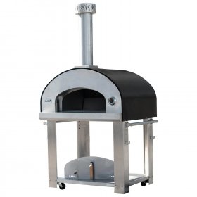 Bella Grande 36-Inch Outdoor Wood Fired Pizza Oven On Cart - Black - BEGS36B New