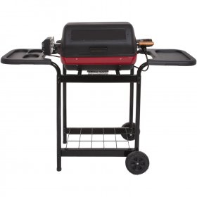 Americana by Meco 1500 Watt Electric Grill With Rotisserie, Easy View Window And Plastic Side Trays - 9359U8.181 New