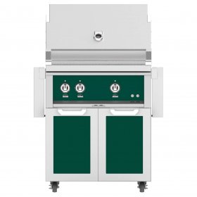 Hestan 30-Inch Natural Gas Grill W/ All Infrared Burners & Rotisserie On Double Door Tower Cart - Grove - GSBR30-NG-GR New