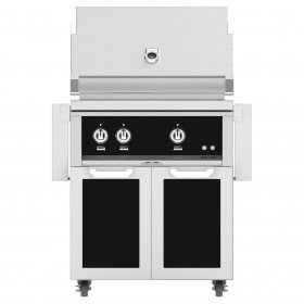 Hestan 30-Inch Natural Gas Grill W/ All Infrared Burners & Rotisserie On Double Door Tower Cart - Stealth - GSBR30-NG-BK New