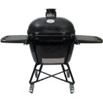 Primo All-In-One Oval XL 400 Ceramic Kamado Grill With Cradle, Side Shelves, And Stainless Steel Grates - PGCXLC (2021) New