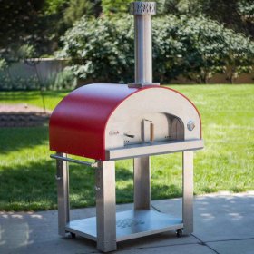 Bella Grande 36-Inch Outdoor Wood-Fired Pizza Oven On Cart - Red - BEGS36R New