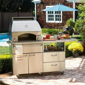 Lynx Professional Napoli 30-Inch Natural Gas Outdoor Pizza Oven On Mobile Kitchen Cart - LPZAF-NG New