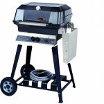 MHP JNR4DD Natural Gas Grill With Stainless Steel Shelves And SearMagic Grids On Aluminum Cart New