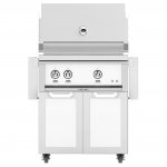 Hestan 30-Inch Natural Gas Grill W/ All Infrared Burners & Rotisserie On Double Door Tower Cart - Froth - GSBR30-NG-WH New