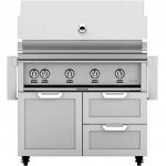 Hestan 42-Inch Propane Gas Grill W/ Rotisserie On Double Drawer & Door Tower Cart - Steeletto - GABR42-LP-SS New